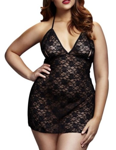 Baci - Curvy - Babydoll Nero Pizzo 